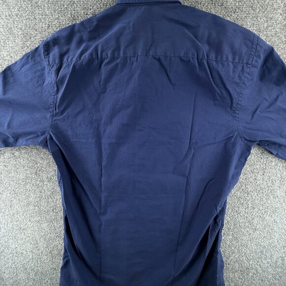 Stenstroms Cotton Slimline Romania 15.75 Blue Mens Shirt Button Up Solid Spread - Picture 13 of 15